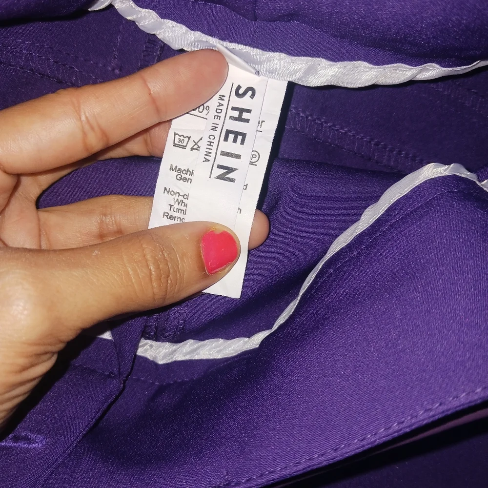 SHEIN Women Purple Belted Trouser Pant
